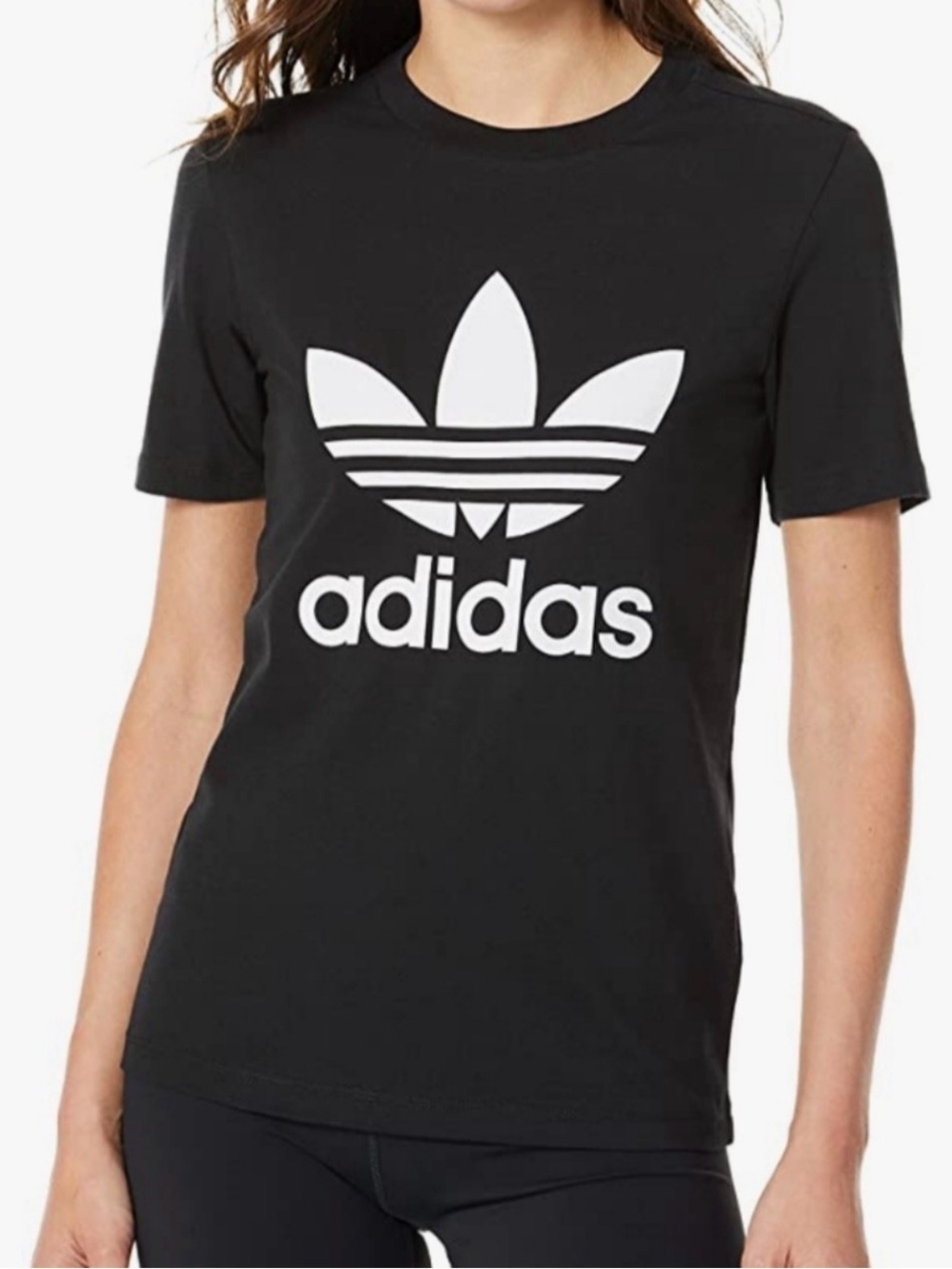 adidas Black T-Shirt with White Trefoil Logo